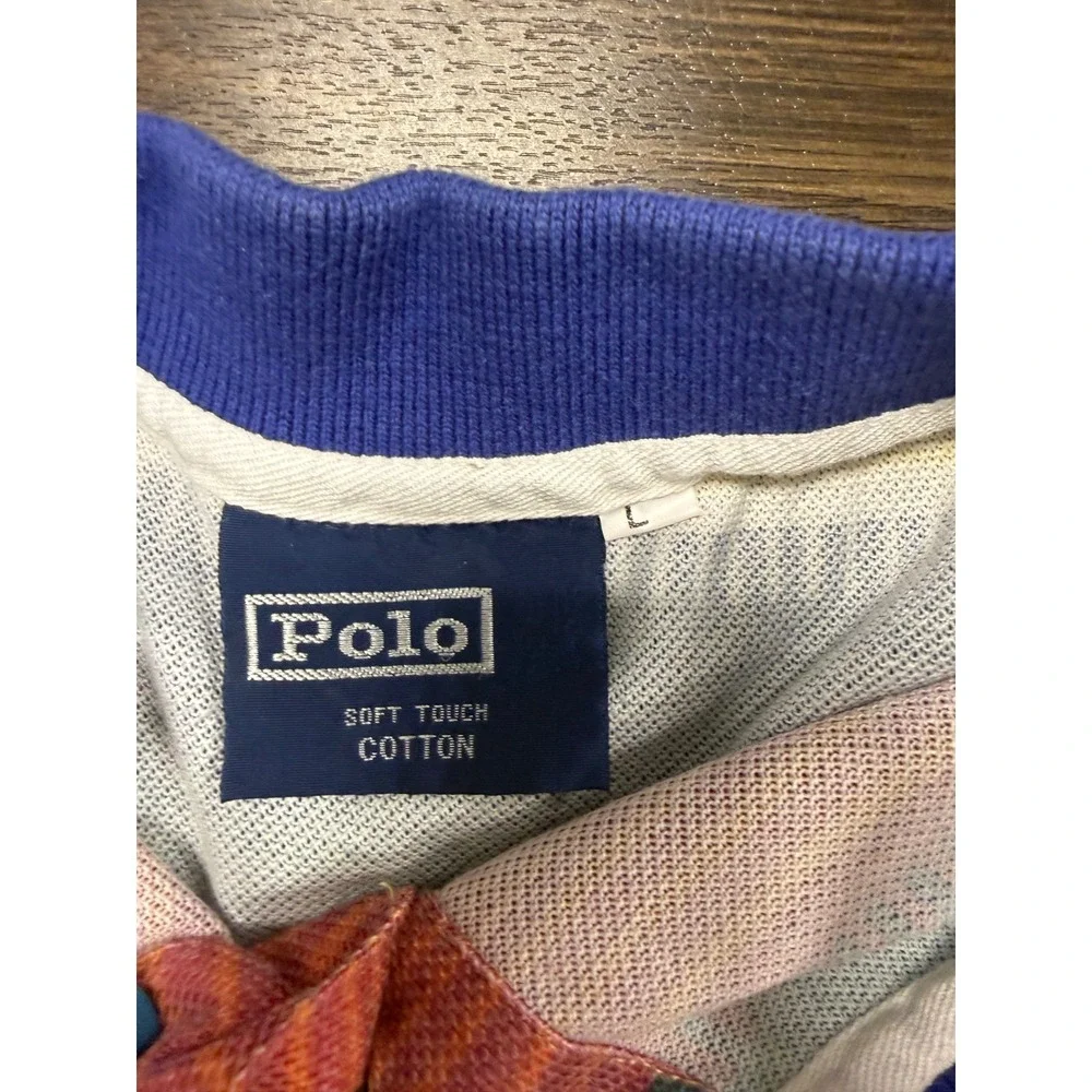 Vintage 90s Polo Ralph Lauren Soft Touch Cotton Aztec Southwestern Stripe Polo